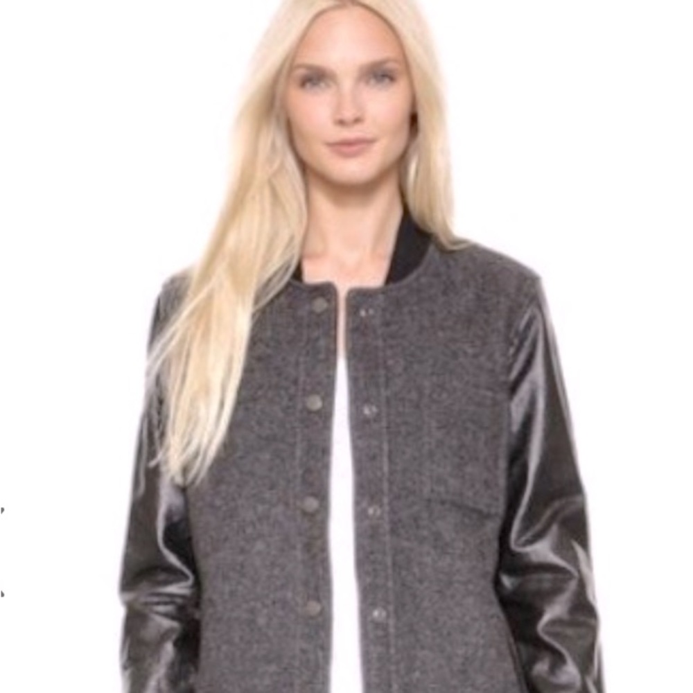 NWT Current/Elliot Herringbone leather bomber jacket.